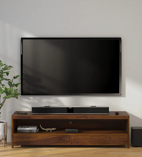 Freemont Sheesham Wood TV Console in Scratch Resistant Provincial Teak Finish for TVs up to 70